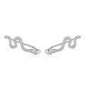 wholesale [925 Sterling Silver] Snake-shaped ear hooks with zirconia inlay, minimalist luxury high-end European and American style pure silver earrings-0-4