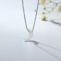 wholesale S925 Silver Ins Simple and Versatile Moon Synthetic Opal OPAL Necklace Women's White Opal Jewelry Necklace-0-1