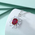 wholesale 925 Sterling Silver Cross-Border Best-Selling High-End Zircon Flower Pendant Ruby Necklace for Women with a Premium Feel-0-2