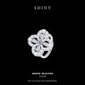 Metal Micro-Pave Moissanite Four-Leaf Clover Twist Band Ring-0-1