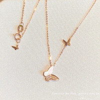 wholesale S925 Sterling Silver Red Elk Necklace for Women, Butterfly Design, Light Luxury, Exquisite, Ethereal, Gentle, Romantic, Sweet, Suitable for Daily Wear and Commuting, Versatile-BX0039-Rose Gold 925 Silver