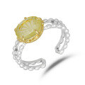 wholesale Handmade carved natural topaz ring, exquisitely designed open ring, sterling silver gold-plated jewelry for women-0-6