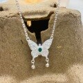 wholesale Sterling Silver Butterfly Jasper Light Bead Tassel Necklace for Women, Minimalist Advanced Luxury Niche Versatile Collarbone Chain-0-2