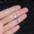 S925 Silver Moissanite Necklace, D Color 50-Point, Pearl Chain Four-Claw Pendant-0-1