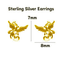 wholesale 925 Silver Cute Animal Pure Silver Stud Earrings Element Simple Minimalist Light Luxury Style Non-removable Earrings-Gold Phoenix Sterling Silver Earrings