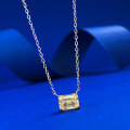 wholesale S925 Silver Zhuo Zhifan New 6*8 Sugar Cube Yellow Diamond High-Carbon Diamond Necklace Fashion Pendant for Women 40+5cm-0-1
