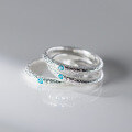 wholesale S925 sterling silver fashionable and unique irregular texture aquamarine ring, niche and high-end ring R01860-0-0