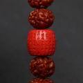wholesale Metal material, genuine cinnabar red sand mantra carved character barrel beads top waist beads drum beads bodhi old-style accessories matching beads loose beads collectibles-0-2
