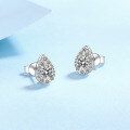 wholesale S925 sterling silver new one-carat moissanite teardrop earrings, fashionable and versatile, ready stock for wholesale-0-1