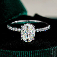 S925 Silver 3ct Moissanite Oval Solitaire Ring for Women-1 carat moissanite  8 yards