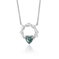 wholesale S925 Sterling Silver Aquatic Moss Agate Heart Stud Earrings Ring Necklace Set, Vintage Elegant Moss-Included Agate Jewelry-Necklace>925 Silver
