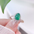 wholesale S925 Sterling Silver New Chinese Style Green Chalcedony Gourd Ring for Women, National Style Inlaid Fashion Design Light Luxury and Noble Ring-0-3