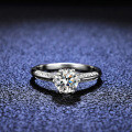 Sterling Silver Six-Claw Moissanite Engagement Ring for Women-0-1
