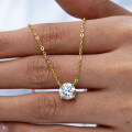 14K Gold Plated 925 Silver Four-Prong 1ct Moissanite Pendant Necklace-0-2