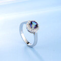 wholesale S925 Sterling Silver with Blue Gemstone Antique European Style Colored Crystal Ring Direct from Manufacturer-0-0