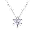 wholesale 925 Silver New Trendy Snowflake Necklace for Women, Fade-Resistant, Elegant Gift with Moissanite, High-End Sense Collarbone Chain-0-1