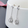wholesale S925 silver zirconia stud earrings, Korean-style long drop-shaped tassel earrings, wholesale from the source factory-0-2