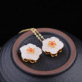 wholesale 925 Sterling Silver Plum Blossom and Hetian Jade Pendant, Vintage Hanfu Cheongsam Accessory, New Chinese Style Floral Jade Pendant-0-2