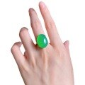 wholesale [] 925 Silver Plated with High Ice Green Chalcedony 15*20mm Agate Ring-0-4