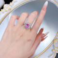 wholesale S925 Silver New High-Carbon Diamond Powder Oval 6*8mm Egg Shape Ring for Women Live Streaming Collection-0-4