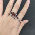 wholesale S925 sterling silver angel wing gemstone ring with natural topaz, green chalcedony, and garnet for women-0-1