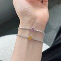 wholesale S925 Sterling Silver Cross-Border Hit Women's Tennis Bracelet Light Luxury 8A Ice-Cut Colored Oval Zircon Silver Bracelet Wholesale-0-3