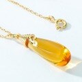 wholesale S925 silver cross-border new fashion popular synthetic citrine teardrop pendant necklace wholesale-0-2