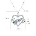 wholesale S925 Sterling Silver Moissanite Three Lives Three Worlds Heart Pendant Necklace for Women, Luxurious Fashion Collarbone Chain, Gift for Girlfriend-0-5