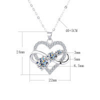 wholesale S925 Sterling Silver Moissanite Three Lives Three Worlds Heart Pendant Necklace for Women, Luxurious Fashion Collarbone Chain, Gift for Girlfriend-1.6 carat moissanite necklace