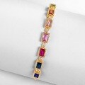 wholesale Metal material S925 silver gold-plated, set with multi-colored gemstones, Japanese and Korean new light luxury fashion rainbow zircon bracelet wholesale customization-0-2