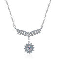wholesale PT950 Platinum Plated S925 Silver Sunflower Pendant Necklace with Moissanite Simulated Diamond for Women-0-4