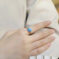wholesale S925 Sterling Silver Japanese and Korean New Light Luxury Vintage Synthetic Blue Opal Ring, Palace Style Niche Hand Jewelry Wholesale-0-3