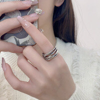 wholesale S925 Sterling Silver Multi-Layer Wrapped Ring Heavy Exaggerated High-End European and American Adjustable Index Finger Ring-YQJ1387/approx. 6.7g Adjustable opening