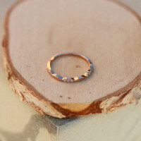 wholesale S925 Sterling Silver Fresh Sweet Ins Style Niche Design Diamond Inlaid Ring for Women, French Minimalist Band-BZ0787-Gold>US Size 6