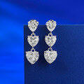 wholesale S925 Silver Three Heart Earrings for Women,Ins Style Cross-Border Dropshipping New Arrival Live Stream-0-1