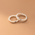 wholesale S925 Sterling Silver Pearl Stackable Ring, Light Luxury Niche Beaded Pearl Elastic Band Women's Ring J9610-0-2