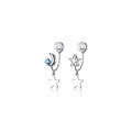 wholesale S925 Sterling Silver Nalan Ear Clip for Women, Korean Style Small Fresh Asymmetric Star Moon Earrings Without Ear Piercing, Five-Pointed Star Ear Accessories G9499-0-4