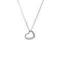 wholesale Metal material: 999 Silver Hollow diamond-inlaid irregular heart necklace, niche design, minimalist and elegant collarbone chain gift-0-4