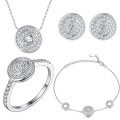 wholesale S925 Silver Jewelry Set with Time Diamond Dial, Including Ring, Earrings, Necklace, and Bracelet-0-0
