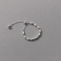 wholesale S925 sterling silver shimmering pig nose round disc bean ring, Korean-style minimalist stackable chain band ring R00853-0-6
