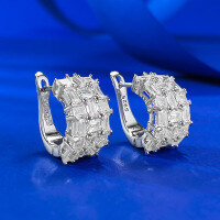 wholesale S925 Sterling Silver Luxury Set Irregular Full Diamond Ear Stud Earrings Fashionable Personalized European and American Style AliExpress Ready Ear Piercing-E512 White Diamond 925 Silver