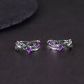 wholesale S925 silver new design natural topaz earrings with cluster-set garnet, peridot, and amethyst gemstones-0-1