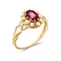 wholesale 10K gold vintage royal-style jewelry, direct from the manufacturer, wholesale natural pearl and purple-red garnet rings-0-0