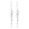 wholesale S925 Sterling Silver Korean-style New Geometric Hollow-Out Tassel Drop Earrings, Trendy and Versatile Long Pendant Earrings-0-4