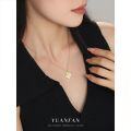 wholesale S925 Sterling Silver Women's Vintage Diamond Zircon Necklace with Irregular Texture and Asymmetric Design-0-2