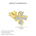 wholesale S925 Sterling Silver Four-leaf Clover Earrings, Dainty And Versatile Zircon Earring Set For Women-0-9
