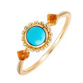 wholesale S925 Silver Plated 14K Gold Geometric Circular Turquoise Ring, Minimalist Niche Retro Style-0-0
