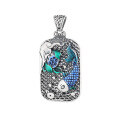wholesale Sterling Silver S990 Yun Chao Xuan Retro Filigree Openwork Carved Resin Lotus Pod and Carp Heavy Work Ancient Style Pendant Necklace-0-4