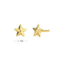 wholesale S925 Sterling Silver Ear Studs In Stock Wholesale, Plain Five-pointed Star With Dangling Ear Pin, Color-plated Real Gold, Star-shaped Foreign Trade Earrings-0-6