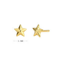 wholesale S925 Sterling Silver Ear Studs In Stock Wholesale, Plain Five-pointed Star With Dangling Ear Pin, Color-plated Real Gold, Star-shaped Foreign Trade Earrings-925 silver gold plated 925 silver